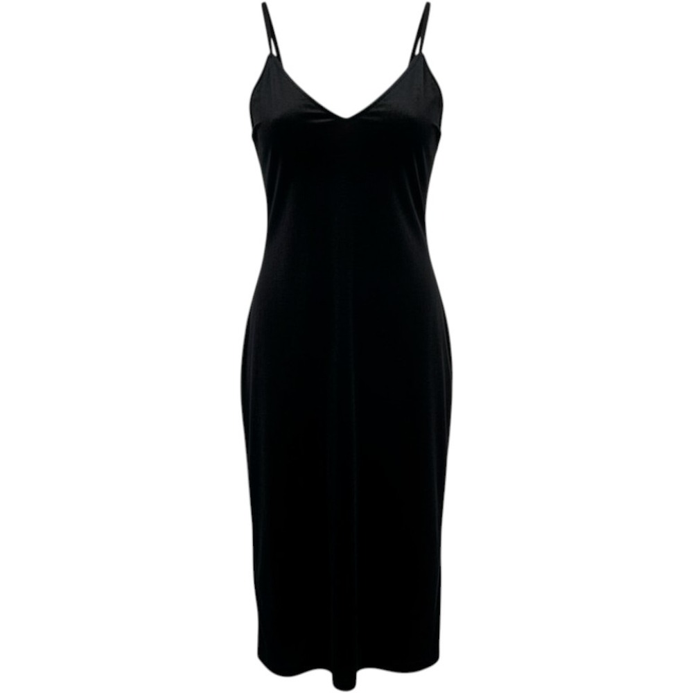 Old Navy Womens Black Velvet V-Neck Midi Slip Dress Side Slit Size 2X Smocked